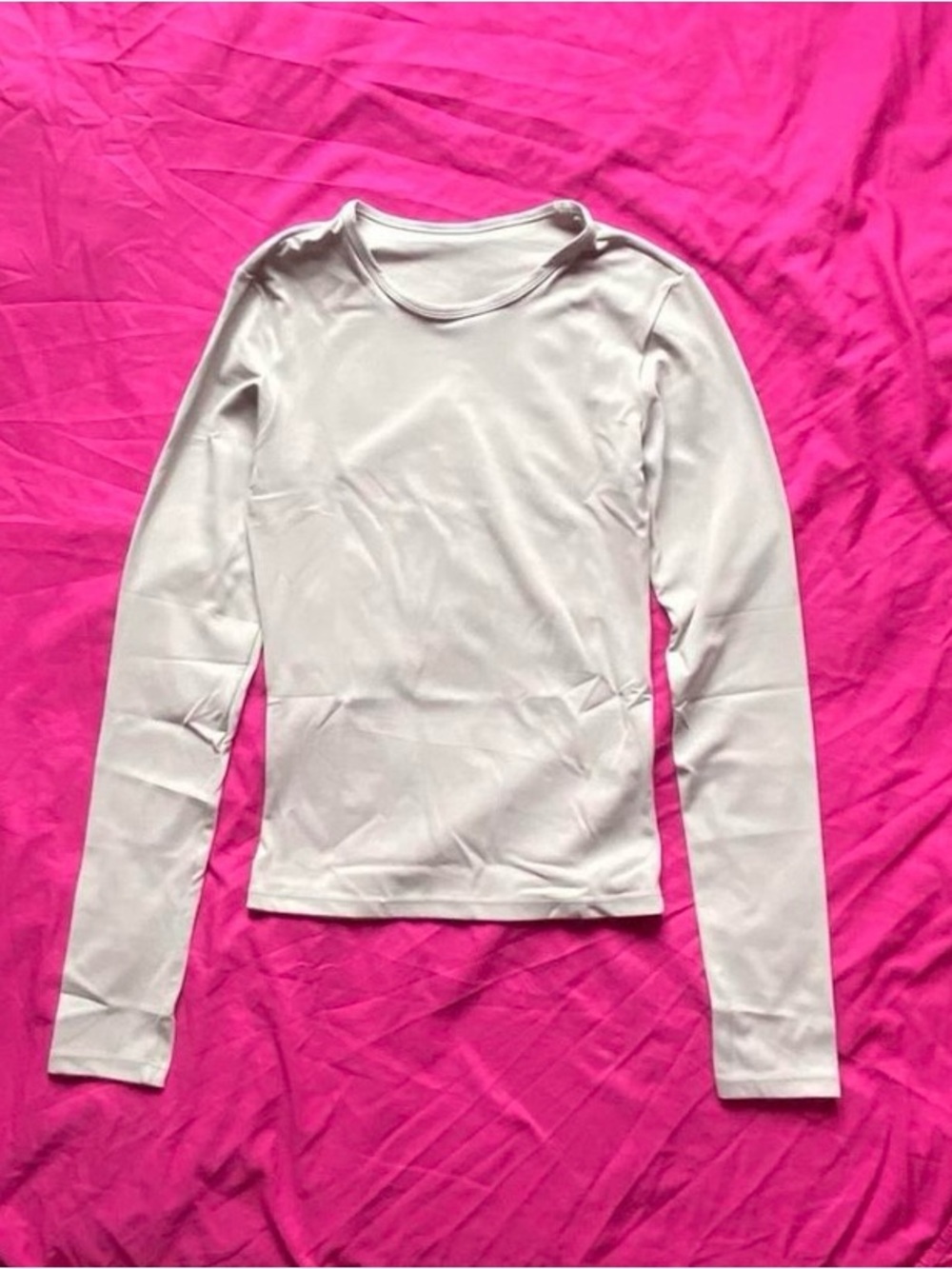 Women’s Grey Long Sleeve Crewneck Top - Spandex and polyester